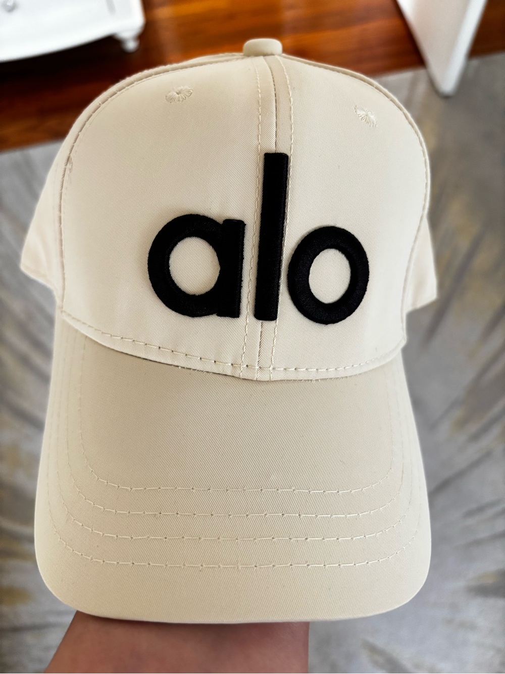 New Beige Baseball Cap with Black Logo unisex